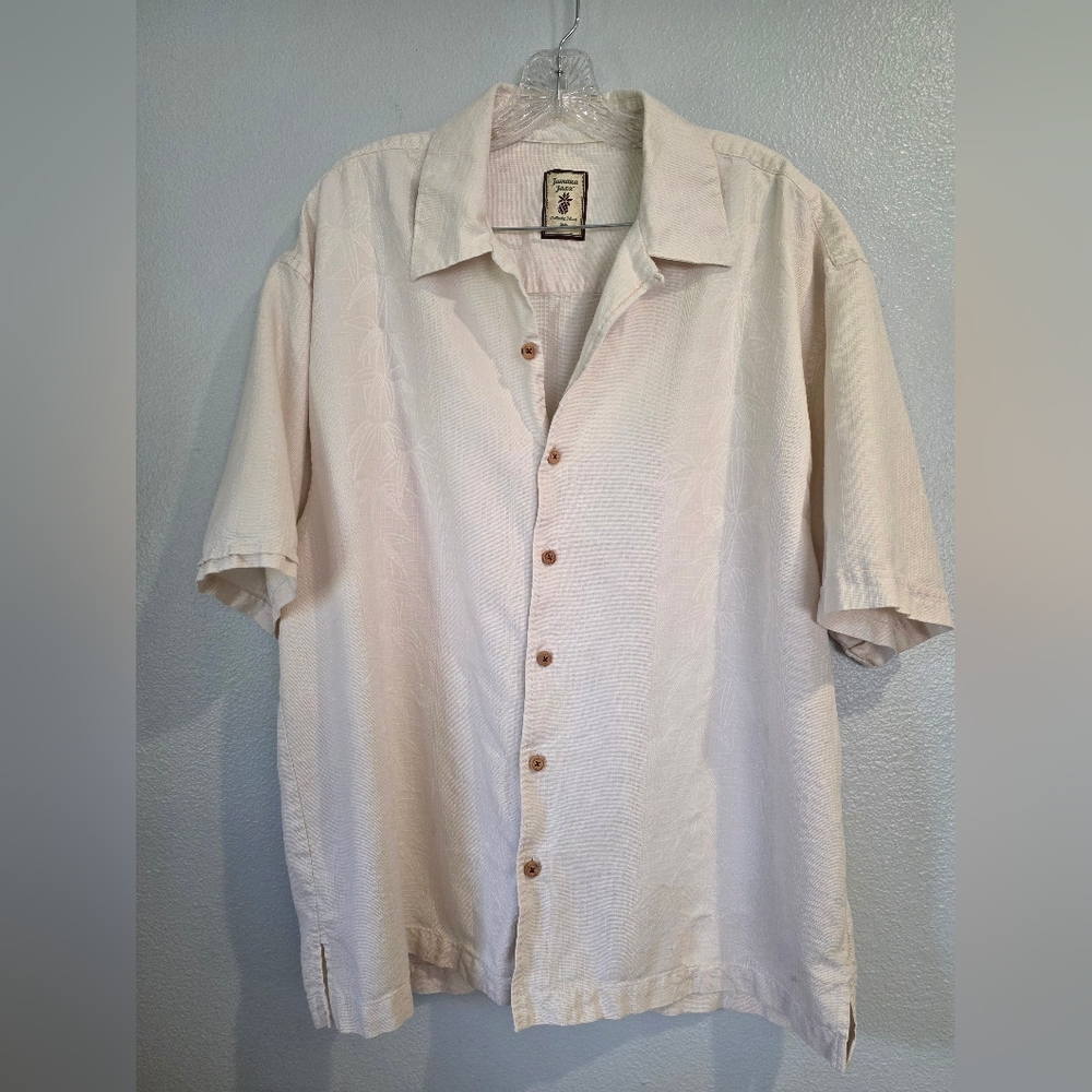 Set Of 2 Mens Jamaica Jaxx Dress Shirts 100% Silk Yellow & Cream XXL - Picture 7 of 13
